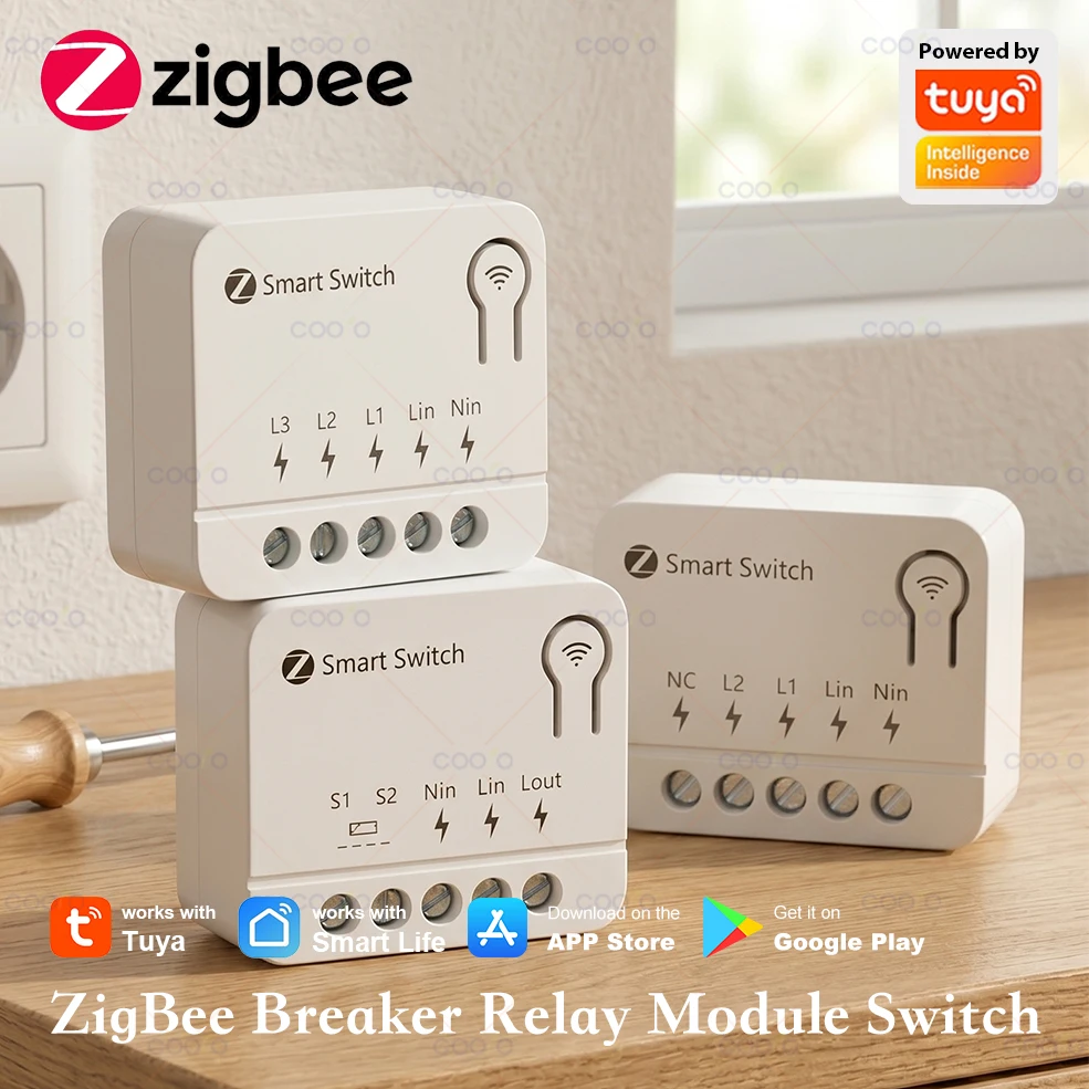 Tuya ZigBee 1 2 3-fach Smart-Schaltermodul DIY Lichtrelais-Schalter Hausautomation Kompatibel mit Smart Life Alexa Google Home Yandex