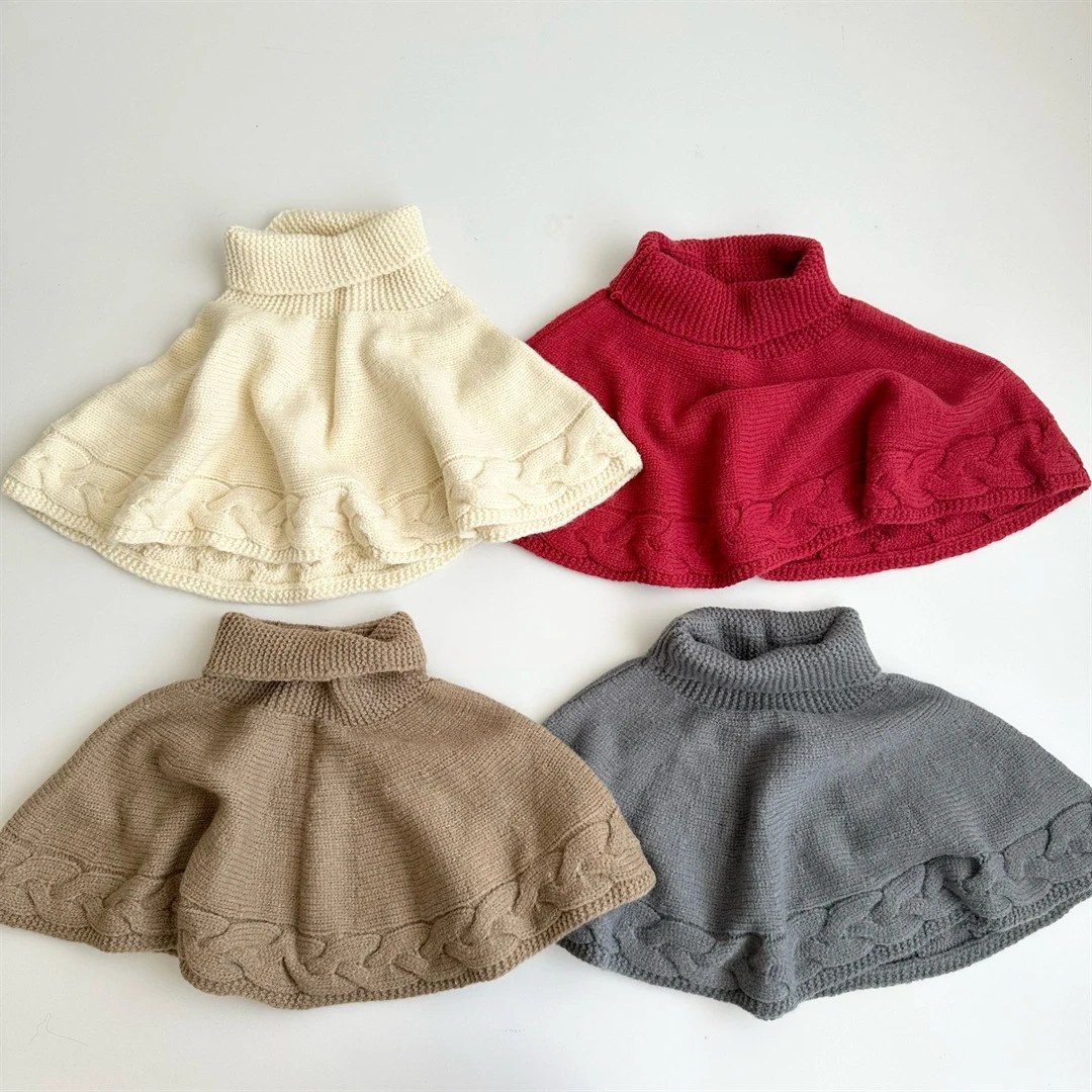 MILANCEL Winter Children Cloak Solid Color Knit  Jacket for Girls Fashion Warm Girl Clothing 4 Colors Children's Jacket Cloak