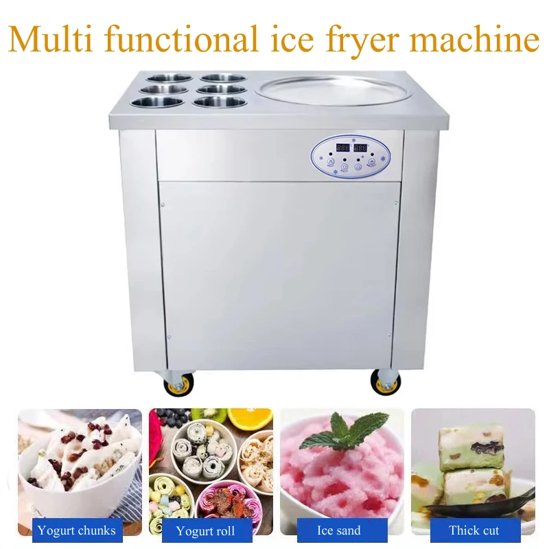 

220V Commercial Stir Fried Yogurt Machine Large Commercial Fresh Made Ice Cream Roll Stir Fried Ice Cream Machine 1600W