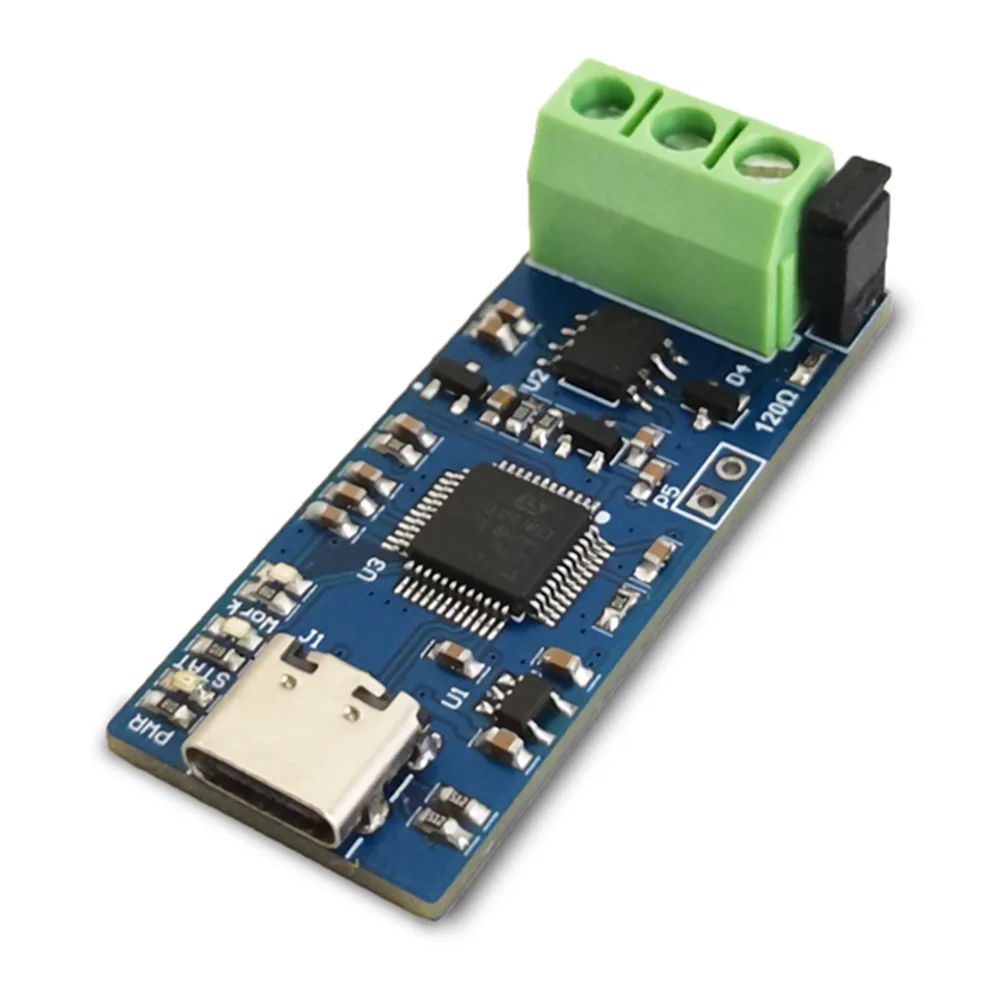USB To CAN Module 5V Bus Protocol Analysis USB to CAN Converter Module for Industrial Use Version V2.0 Type-C Connector PCB