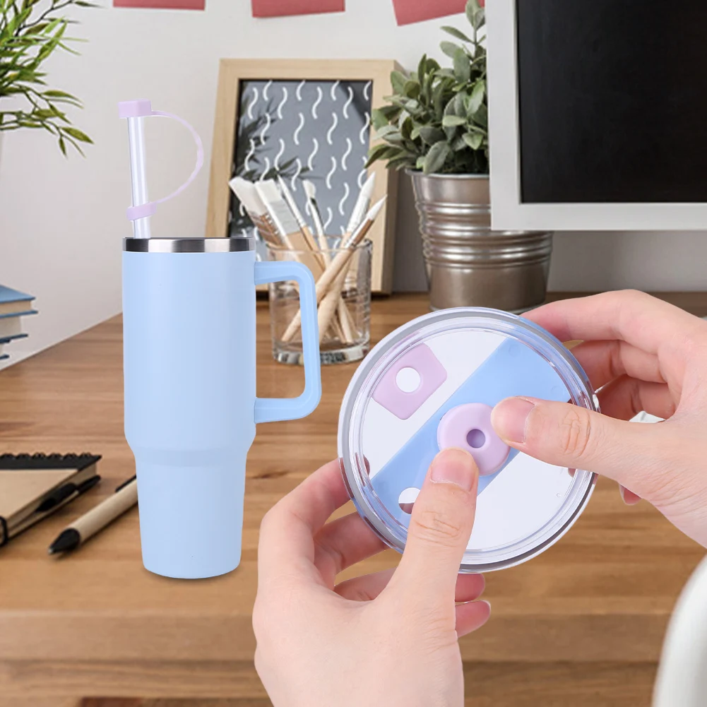 Silicone Spill Stopper Set Straw Cover Leak Stopper Anti Spill Stopper Set for Stanley 1.0/2.0 Tumbler Accessories