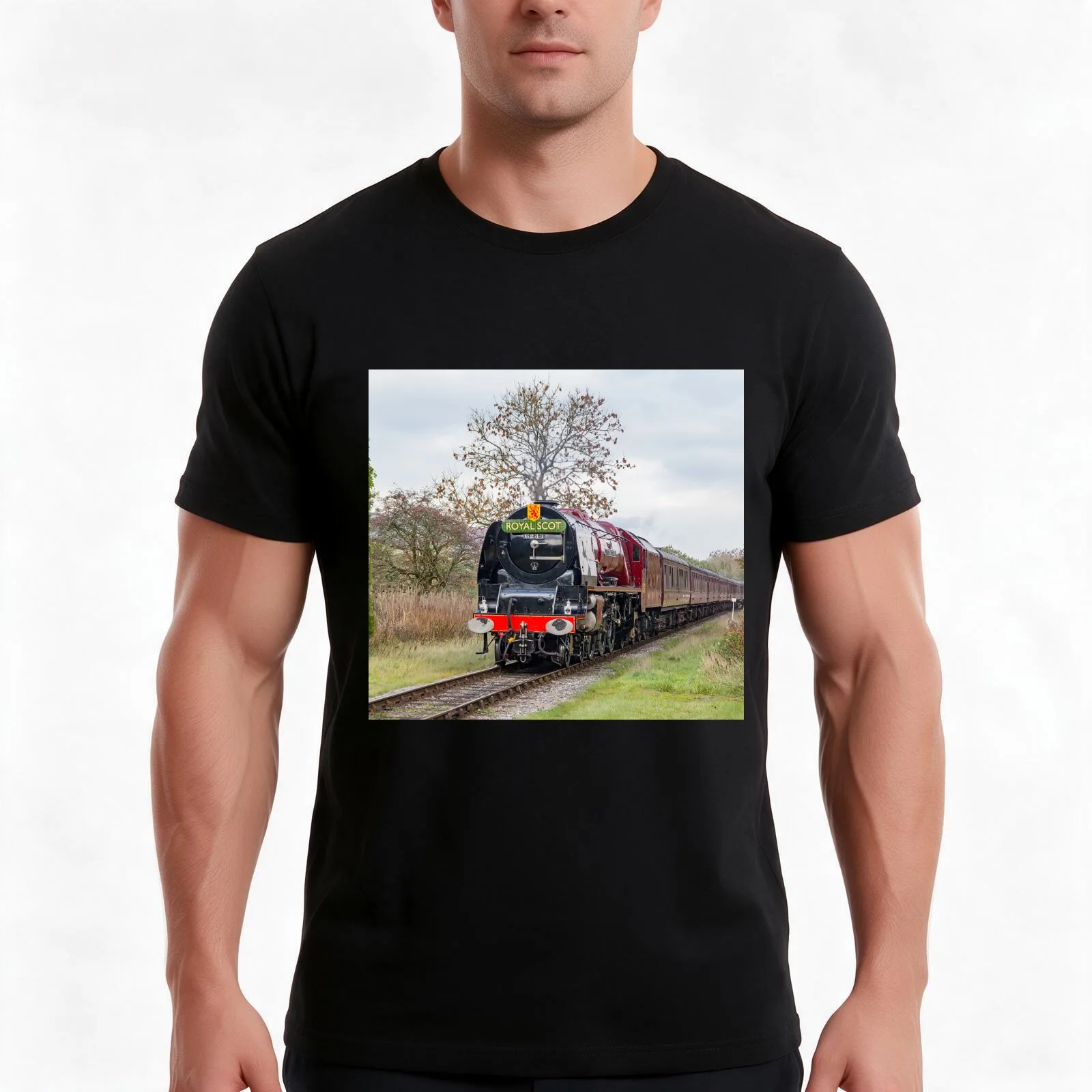Steam train 6233 Duchess of Sutherland T-Shirt, Summer Casual Cotton Tee, Oversized Streetwear Tops, Vintage Graphic Print