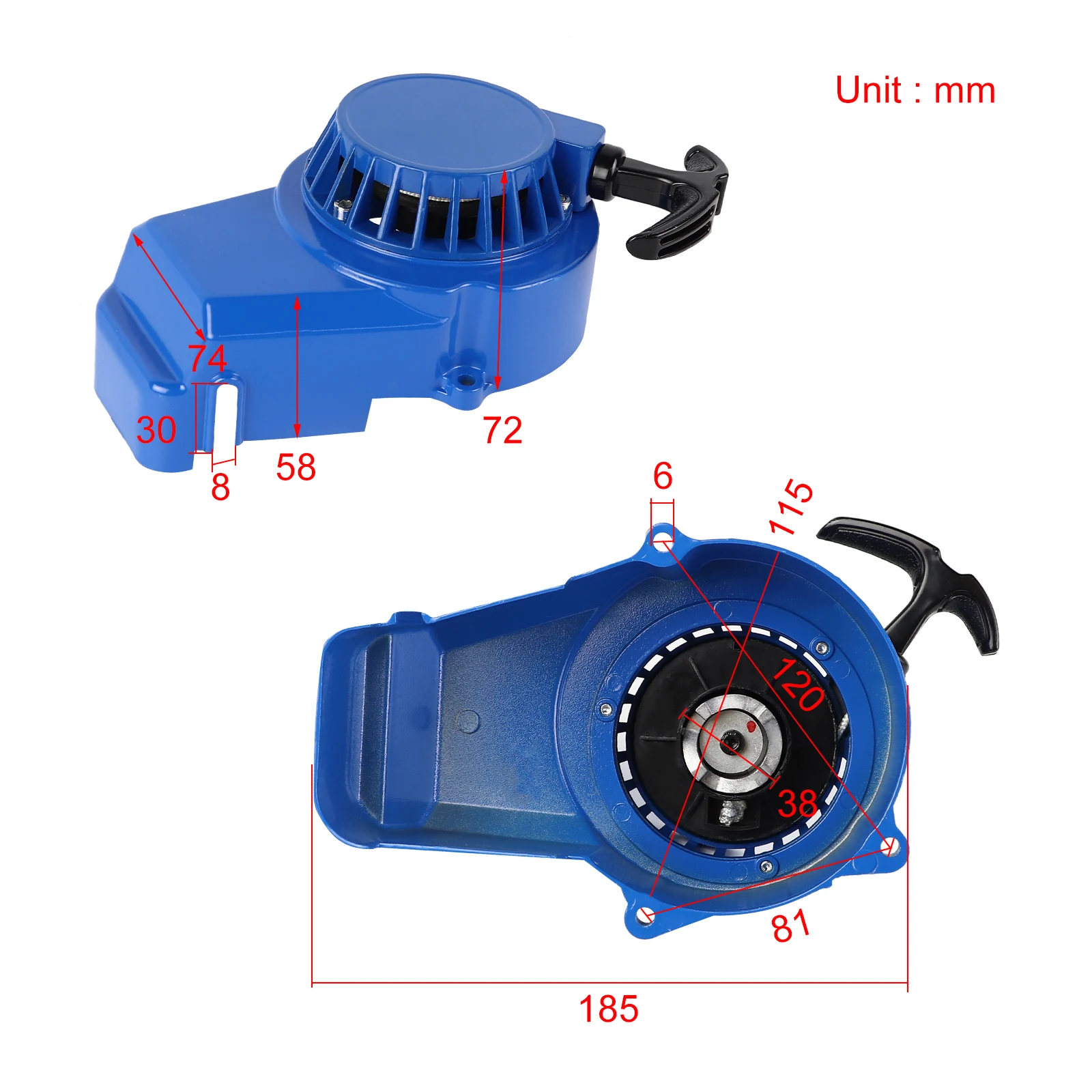 Recoil Starter Start Pull Starter for 2 Stroke 47cc 49cc Engine Mini Dirt Bike Pocket Bike Quad ATV Blue/Gray