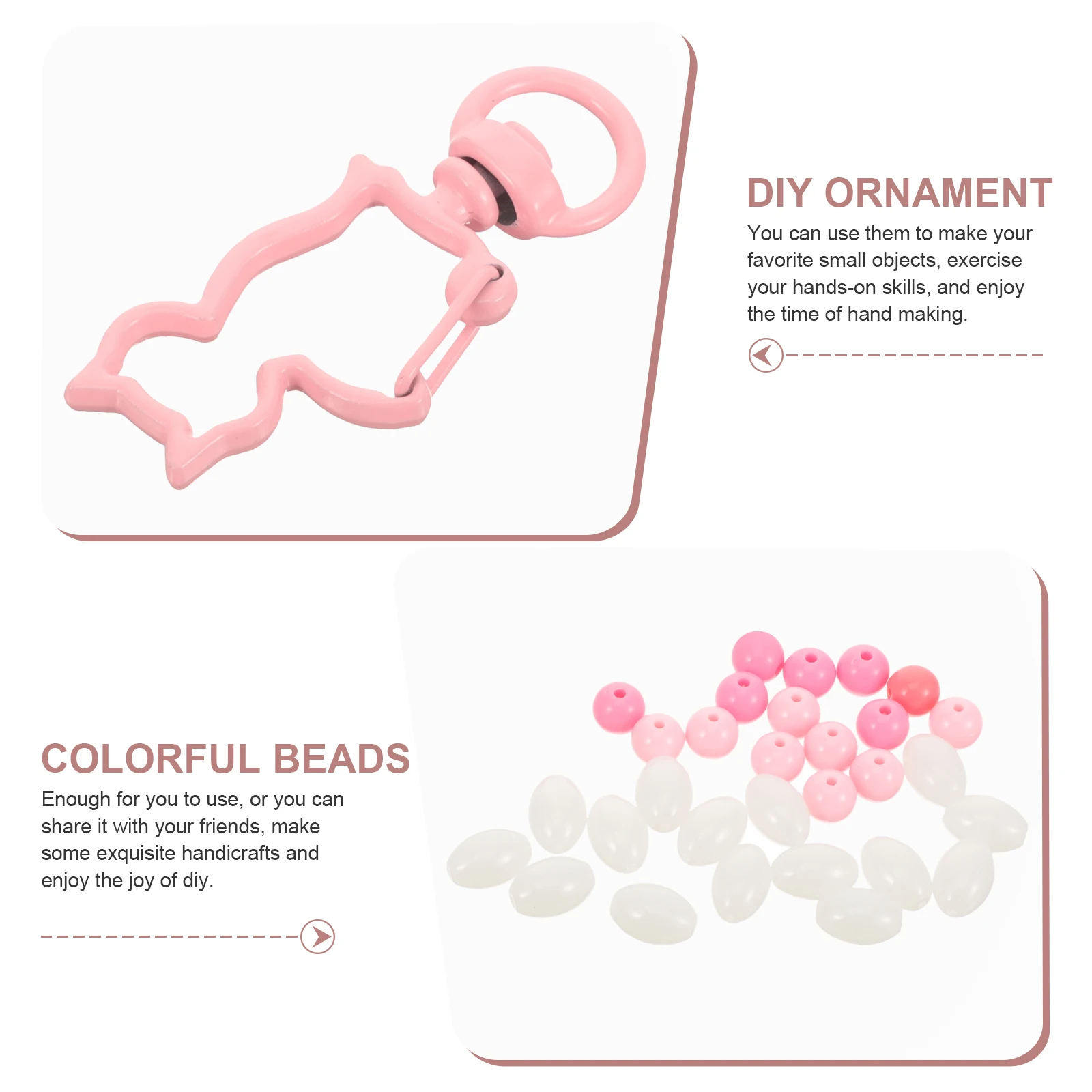 

Colorful Acrylic Beads Pink Series Alloy Material DIY Jewelry Accessories Keychain Making Loose Beads Crafts Safe Metal Acrylic
