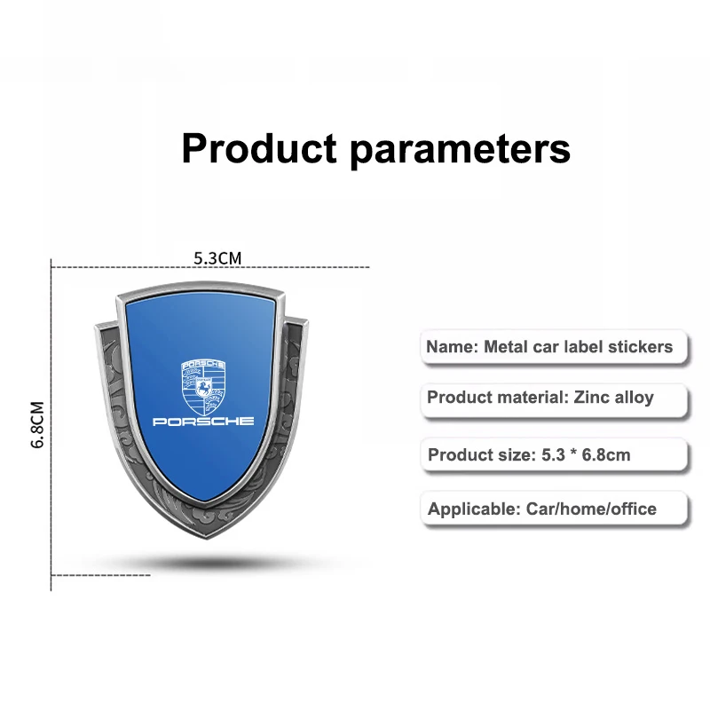 3Dメタル車体サイドエンブレムステッカー,ポルシェカイエン,パナメーラ,マカン911, 718,ケイマン,エクステリアアクセサリー用デカール