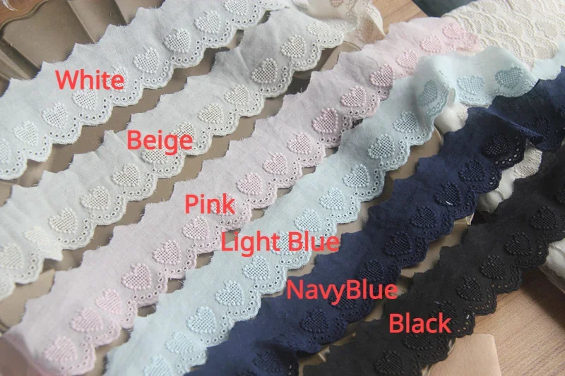 1 yard White Diy Lace Accessories Cotton Embroidery Fabrics Clothing Curtains Lace Loving Heart Width 4cm