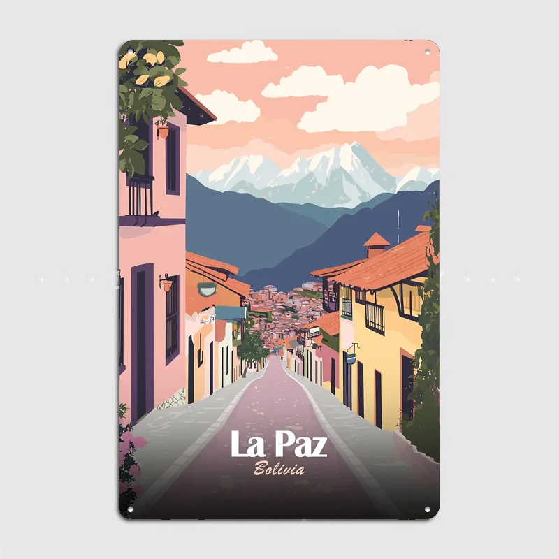 La Paz, Bolivia Travel Poster Metal Sign Room Decor Life Wall Custom Bedroom Indoor Home Wall Decor Posters Room Decoration