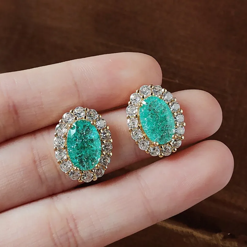 

Trendy Exquisite Oval Square Zircon Stud Women Earrings Full Rhinestone Earring Girl Wedding Bridal Jewelry Gifts