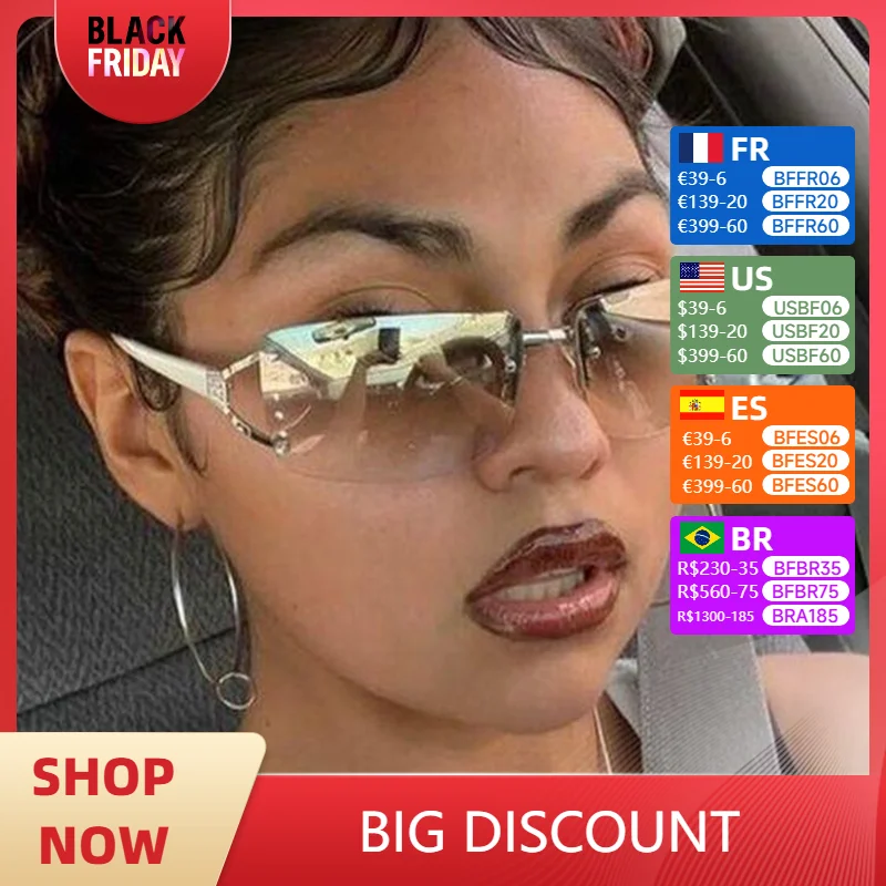 2000'S Retro Gradient Sunglasses Women Luxury Oversized Sun Glasses UV400 2024 Ladies New Fashion Eyewear Hip Hop Shades