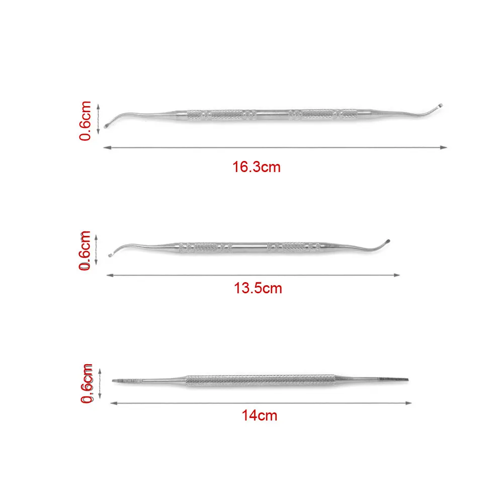 3x Stainless Steel Ingrown Toe Correction Nail Files Double Ended Paronychia Toenail Care Manicure Pedicure Nail Clean Foot Tool