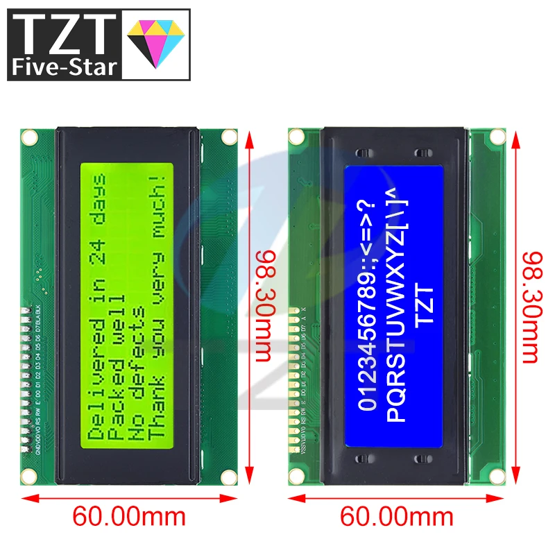 TZT LCD2004 + I2C 2004 20x4 2004A niebieski/tło Green screen HD44780 znak LCD /w IIC/I2C moduł Adapter interfejsu szeregowego do Arduino