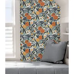 Orange Pattern Adhesive Wall Wallpaper, Removable Waterproof Wallpaper Decoration Bedroom , Fruit Wall Papers Wall Art