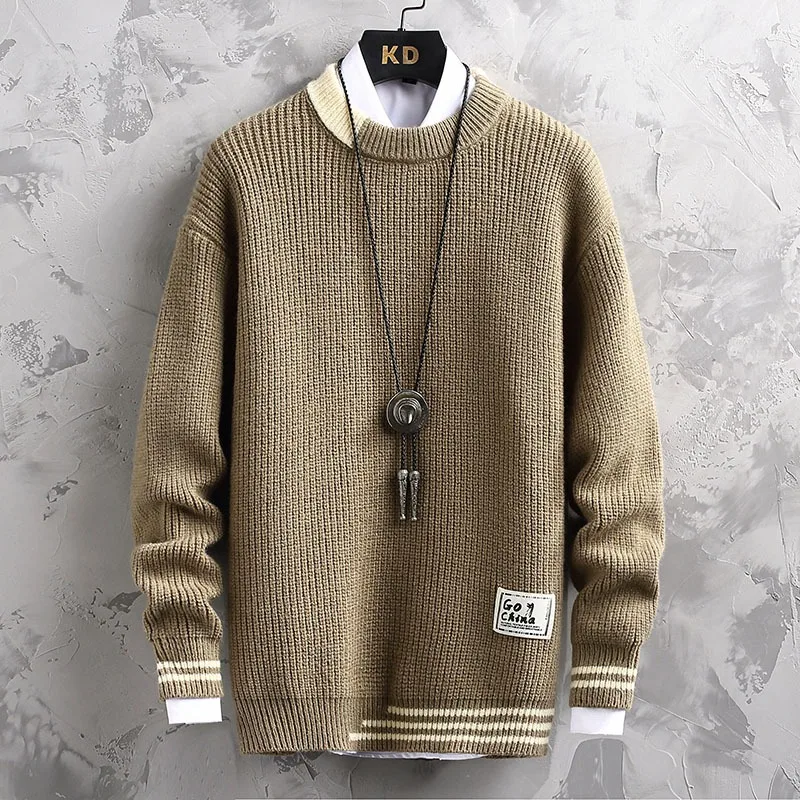 Autumn and Winter New Sweater Men\'s Korean Version Trendy Knitted Sweaters Base Shirt Casual Round Neck Pullovers