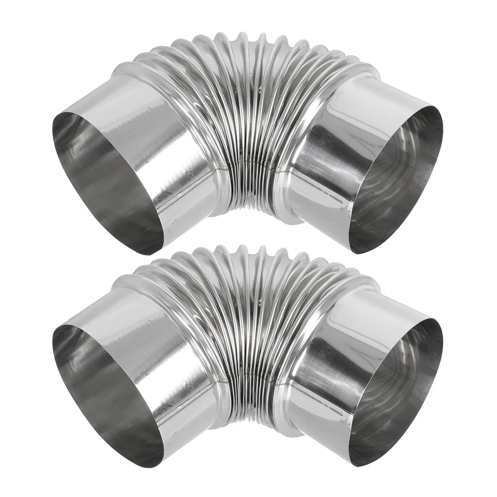 

2 pcs Stainless Steel Exhaust Pipe for Stove Water Heater Construction Efficient Ventilation Secure Connection Versatile