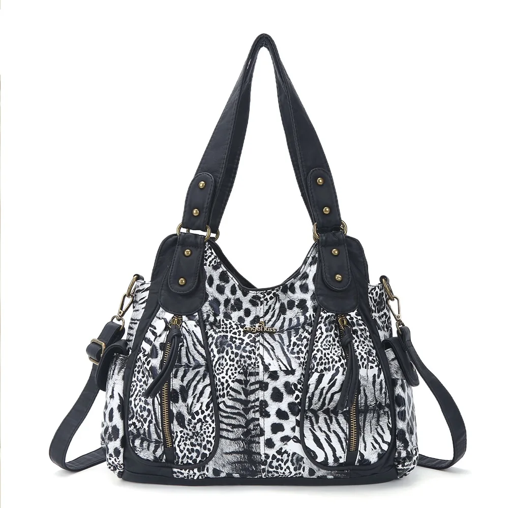 

Angel kiss Bag PU Leather Shoulder Bags Women Handbags Female Satchel Large Fashion Crossbody Bag Black Leopard bolsa feminina