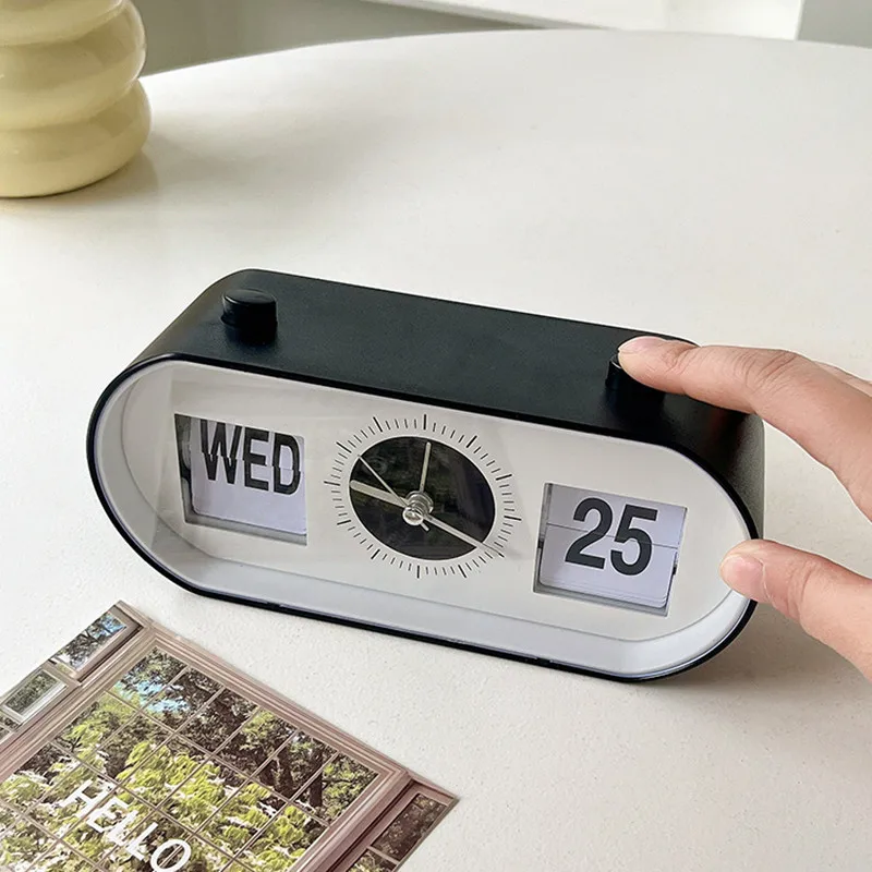 CuteLife Nordic Black Plastic Flip Digital Alarm Clock Room Decoration Morning Design Calendar Living Room Children Table Clock