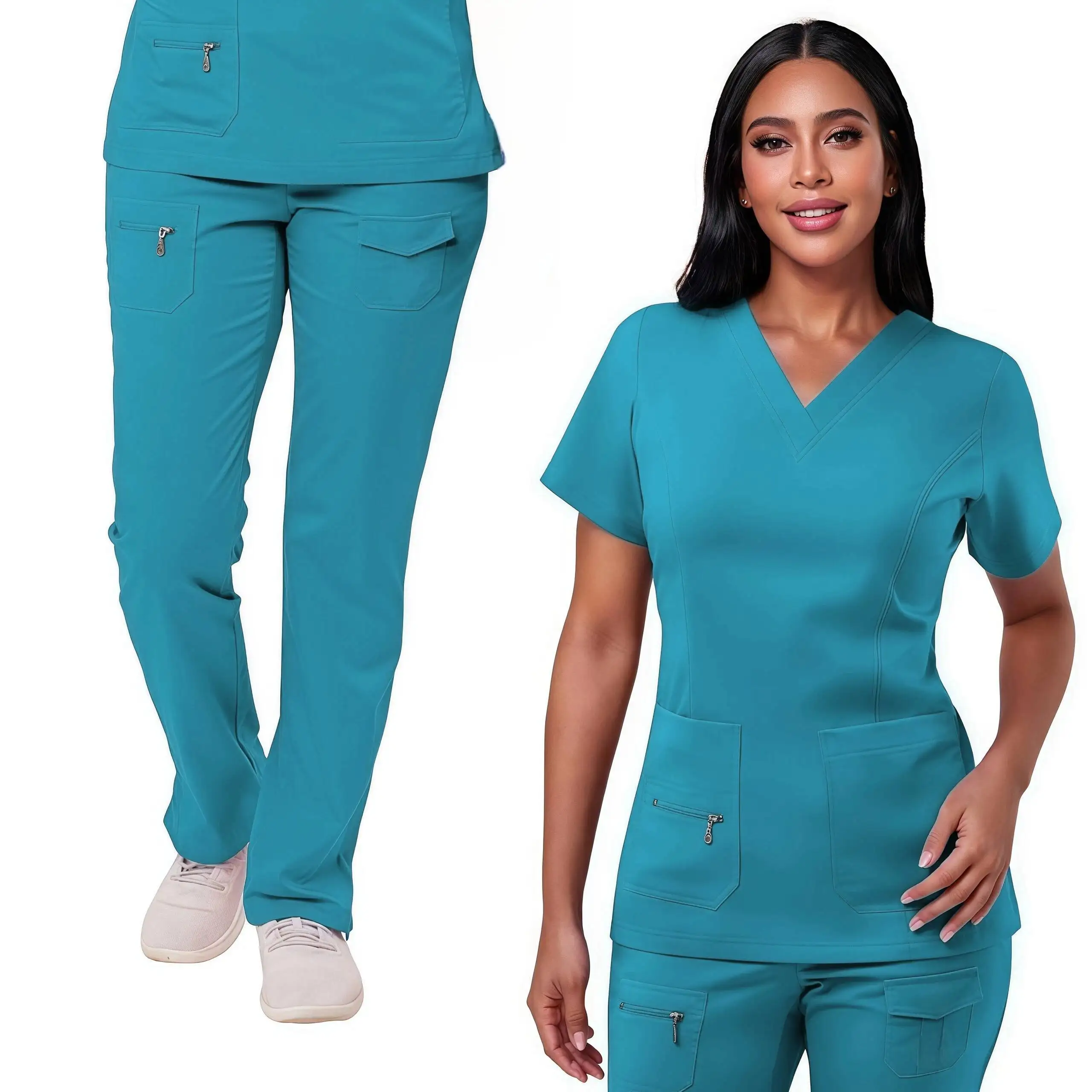 Atacado conjunto de esfoliantes médicos moda respirável uniformes hospitalares manga curta tipo jogger conjuntos de esfoliantes de enfermeira