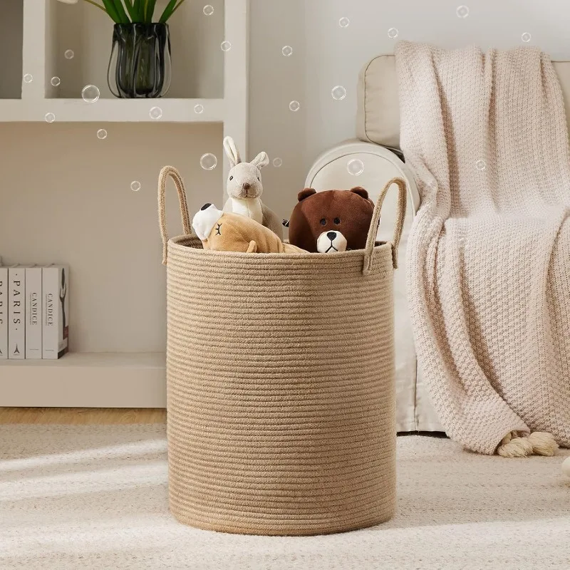 Jute Rope Woven Laundry Hamper Basket by YOUDENOVA, 72L Tall Luandry Basket, Baby Nursery Hamper for Blanket Storage