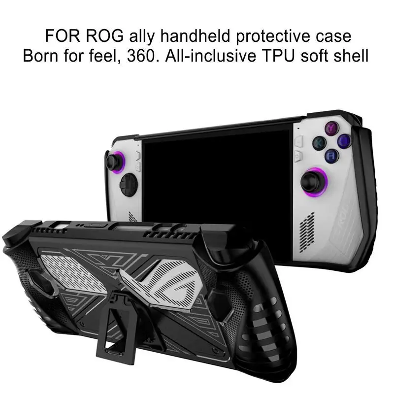 TPU Case ForAsus RogAlly Game Console Protective Cover Shockproof Anti-Scratch Protector Case With Stand Base Game Accessories