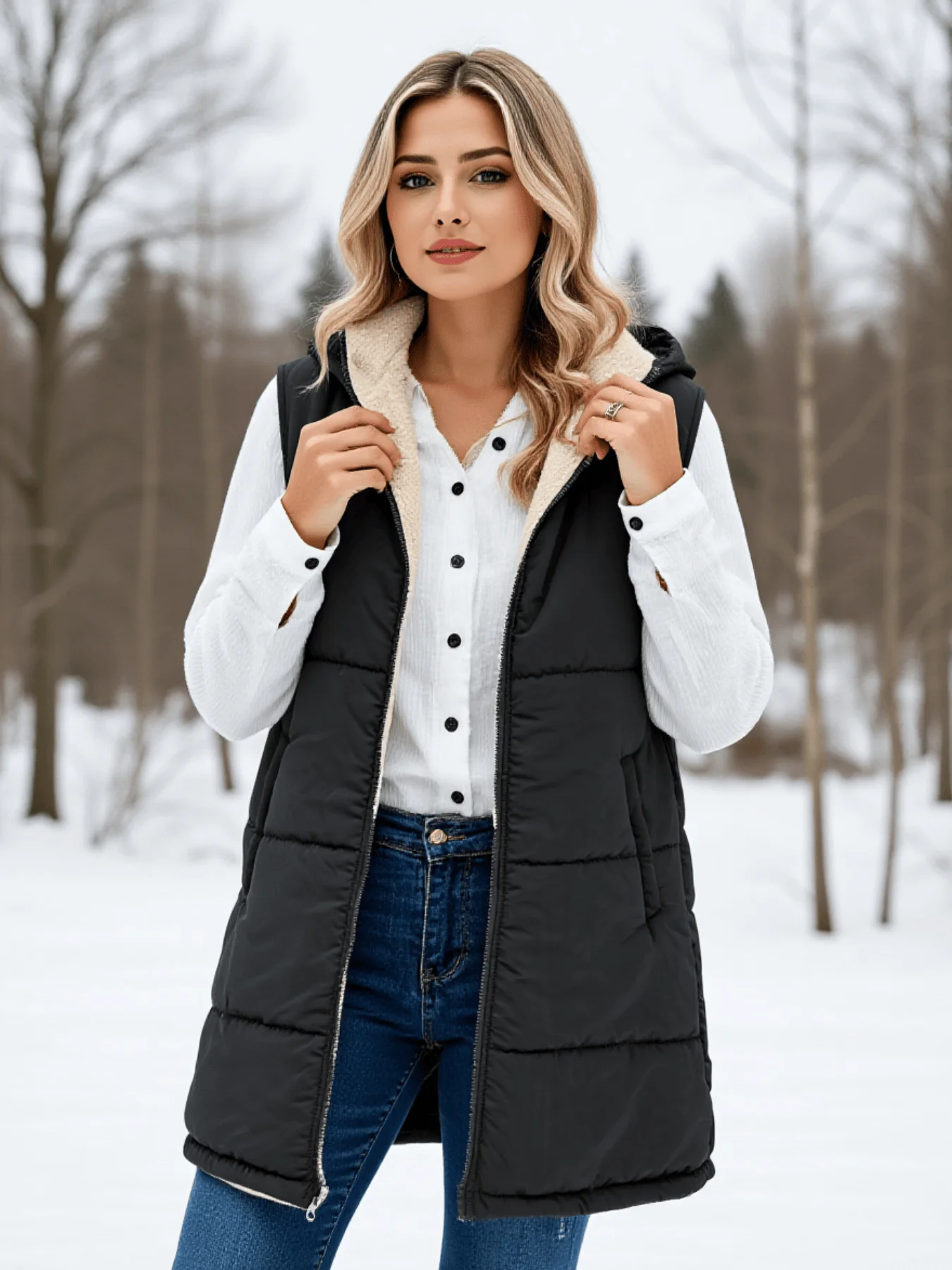 

Женский двусторонний стеганый жилет, новый осенне-зимний стеганый жилет с плюшевой подкладкой, утолщенный для теплого ношения, стеганый жилет