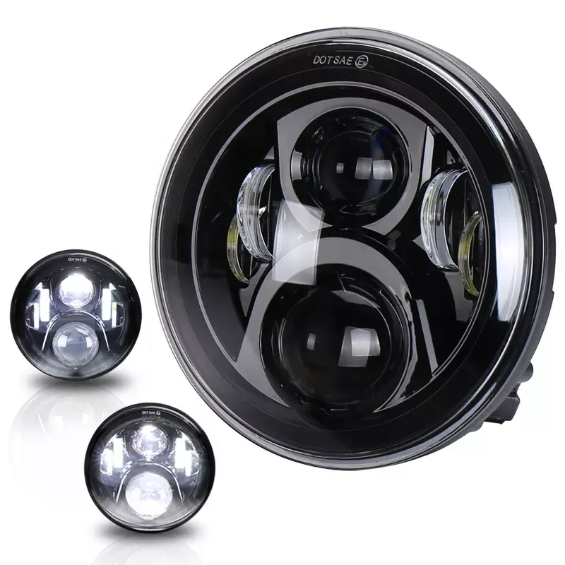 For Harley Ultra Classic Electra Glide Street Fat Boy Road King Yamaha Honda Motorbik Headlamp 7 inch Motorcycle LED Headlight