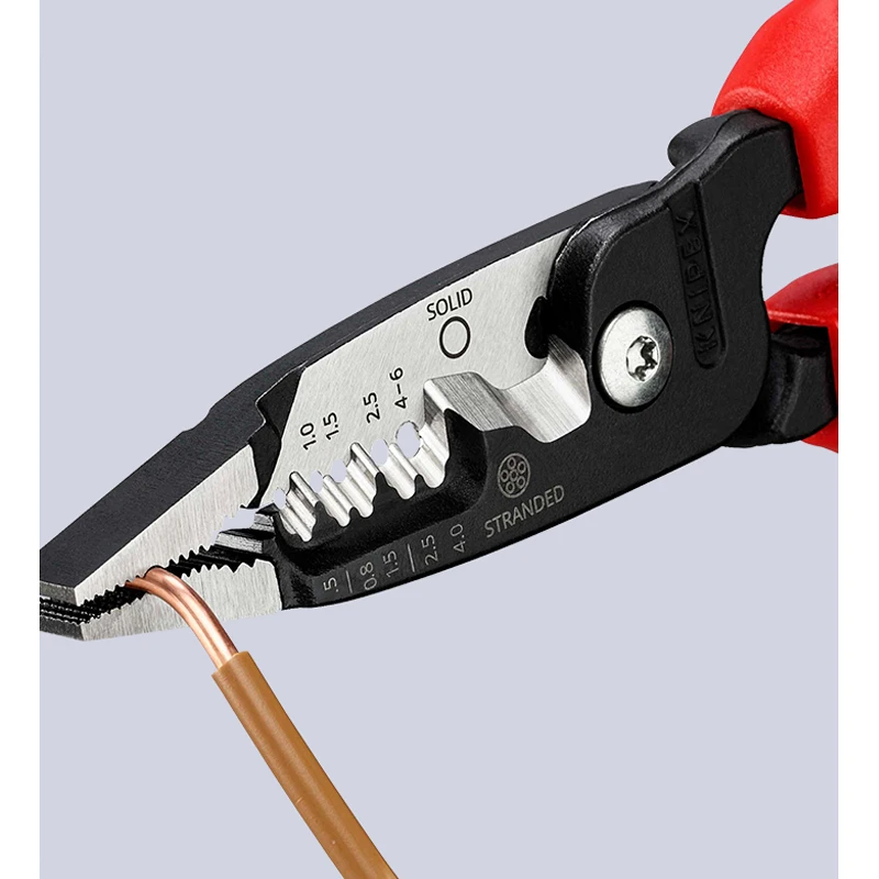 KNIPEX Tool Wire Stripper with Multi-Component Grips Outer Edges for Deburring Pipes Cable Stripper NO.13 72 200 ME