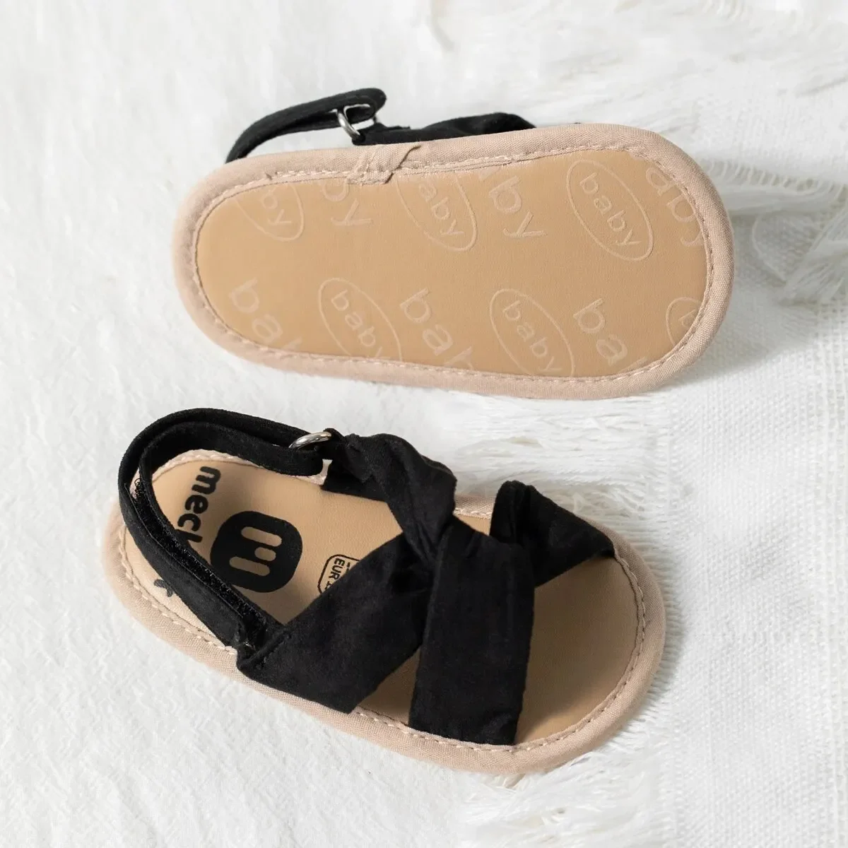 Meckior-Sandalias de suela suave para bebé, niño y niña, zapatos planos para vestido de boda infantil, sandalias de playa, zapatos de cuna para recién nacidos, primeros pasos