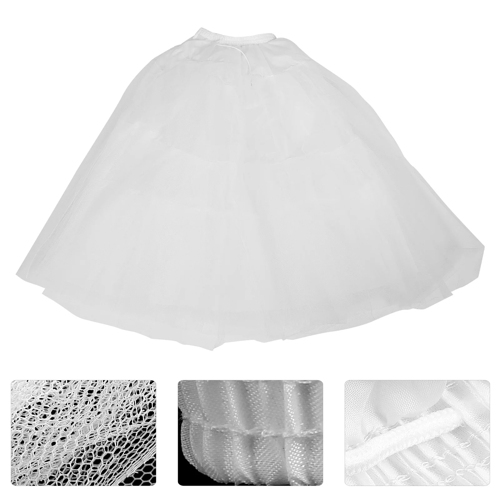

Hoopless Petticoat Women Layered Tulle Elastic Waist Floor Length Wedding Dress Underskirt Bridal Petticoat