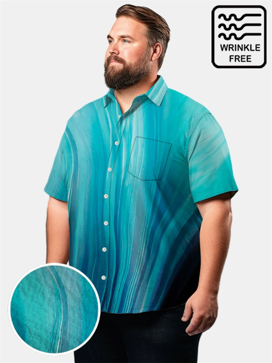 Men Hawaii Loose Button Lapel Shirt Summer Casual Short Sleeve Blouse Top Streetwear