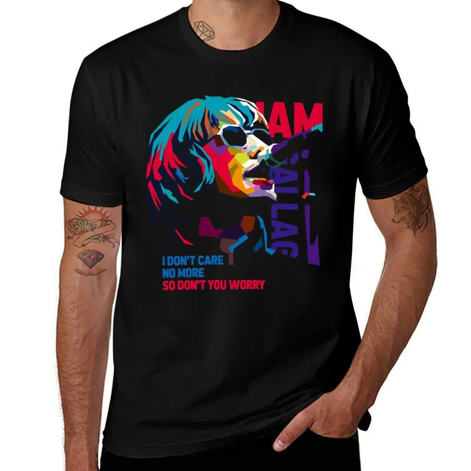Men Women Male Liam Musician Gallagher Funny Men Fan T-Shirt Stretch Fabric Comfort T-Shirt