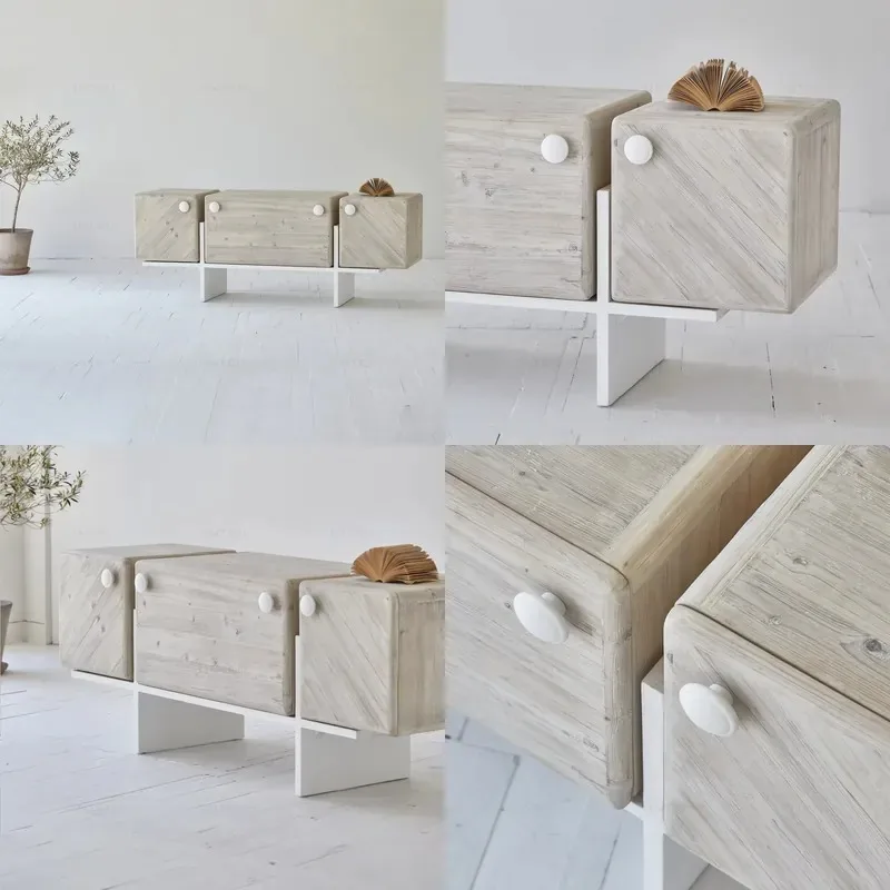 Scandinavian Modern Simple Solid Wood Sideboard Home Storage TV Wall Cabinet Furniture