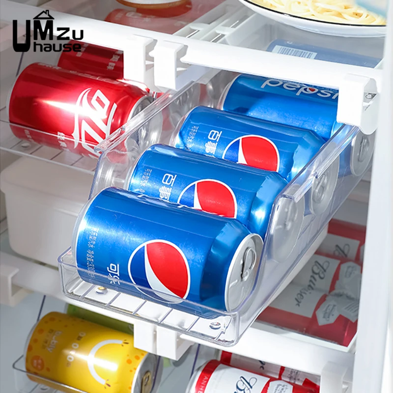 Slide Beverage Box Beer Can Soda Auto Rolling Dispenser Drinks Water Bottle Storage Case Hanging Shelf Organizers Fridge Holder