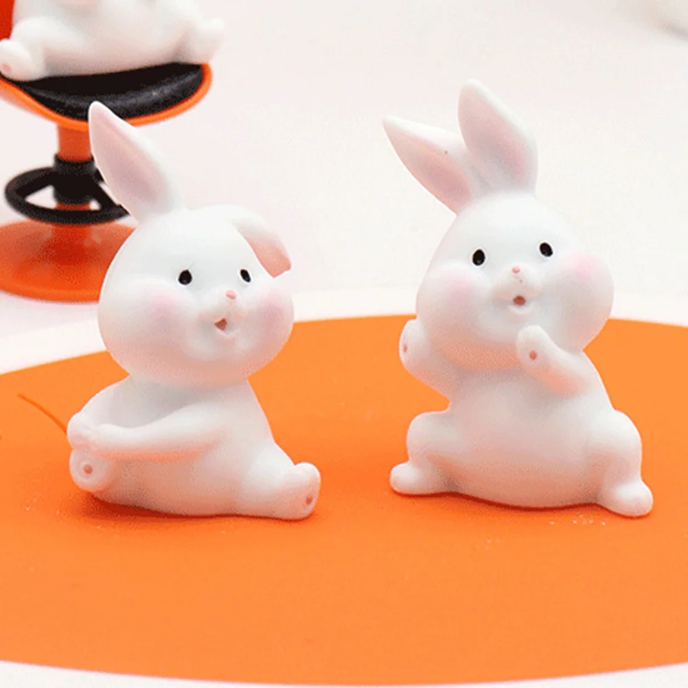 

1Set Delicate Resin Bunny Crafts Micro Landscape Decorations for Desktop Car Household Use Bunny Statues Creative Rabbit Crafts