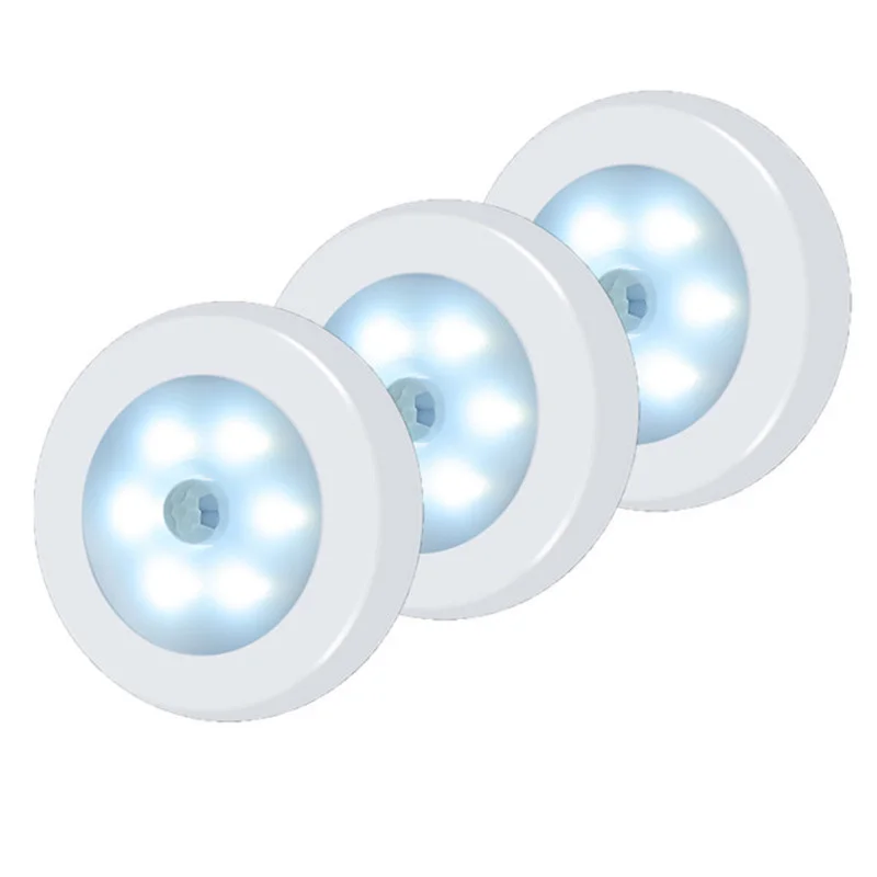 

3pcs Motion Sensor 6 Led Light Magnetic Wireless Detector Wall Lamp For Bedroom Emergency Bettery Not Included