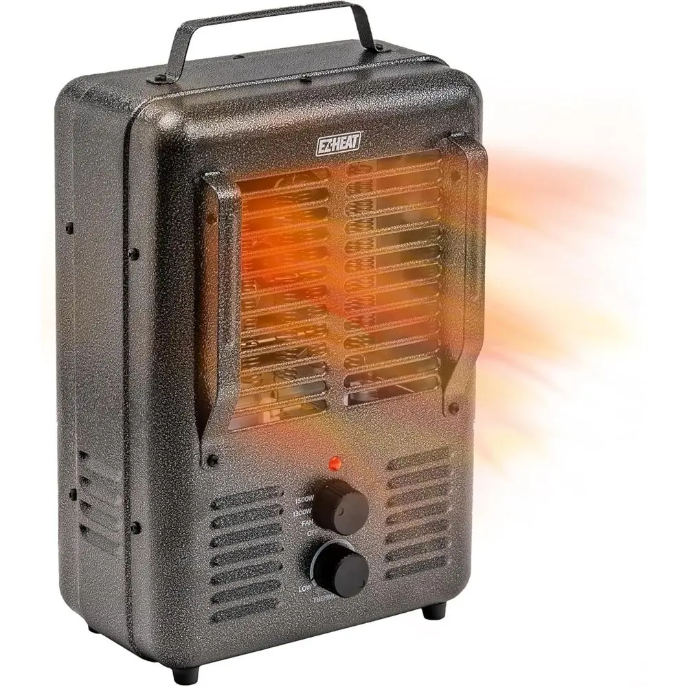 

Портативный обогреватель мощностью 1500 Вт с регулируемым термостатом, защитой от перегрева и защитным выключателем при опрокидывании.