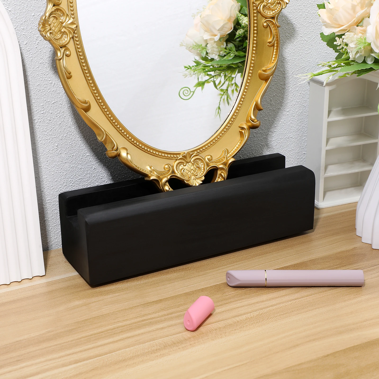 

Solid Wood Mirror Support Anti-Slip Fixed Base Multi-Use Floor Stand for Home Office Decorative Display Household Accessories