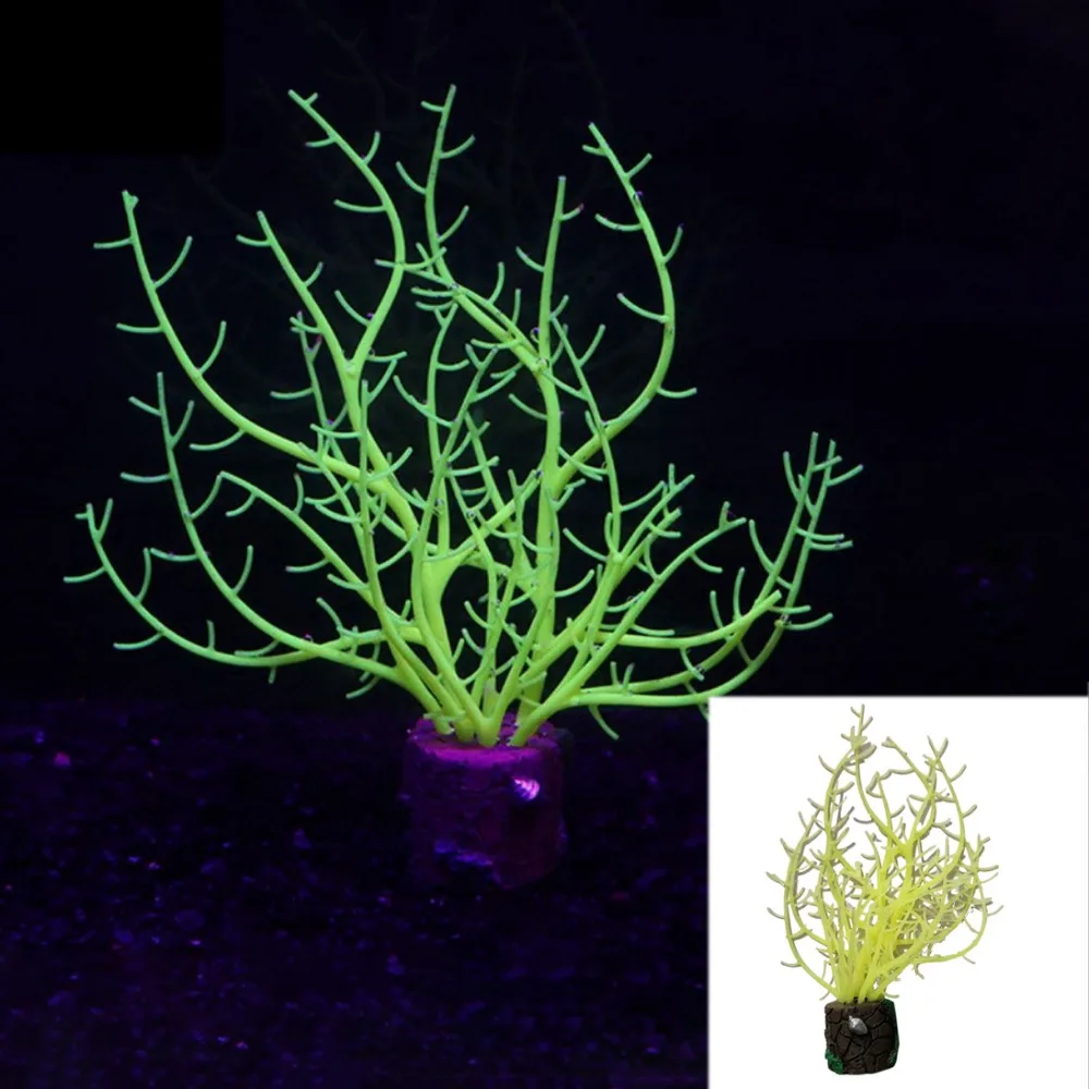 

Simulation Artificial Glowing Coral Soft Silicone Aquarium Coral Plants Luminous Colorful Underwater Coral Ornament Landscaping