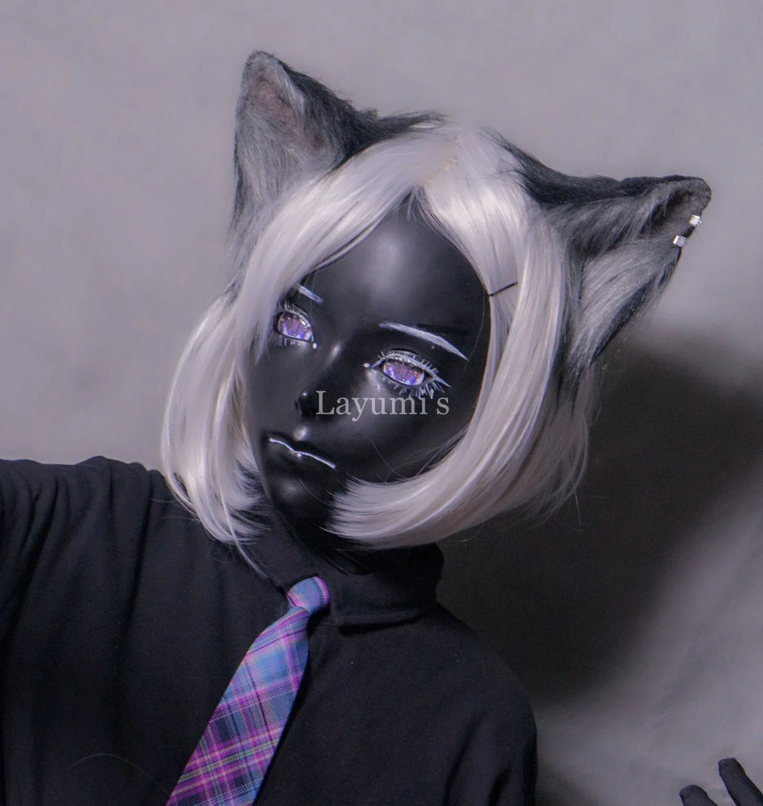 (JW-Mask 27) Handmade Boy/Male Resin Half Head Cosplay Fox Anime Role Play Kigurumi Mask Crossdresser Doll Masks