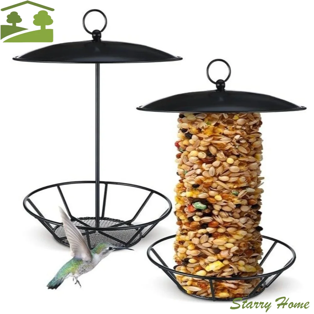 

Вместительная подвесная кормушка для птиц с прозрачным обзором, водонепроницаемый поддон для кормления, цилиндрический многофункциональный дозатор корма для патио