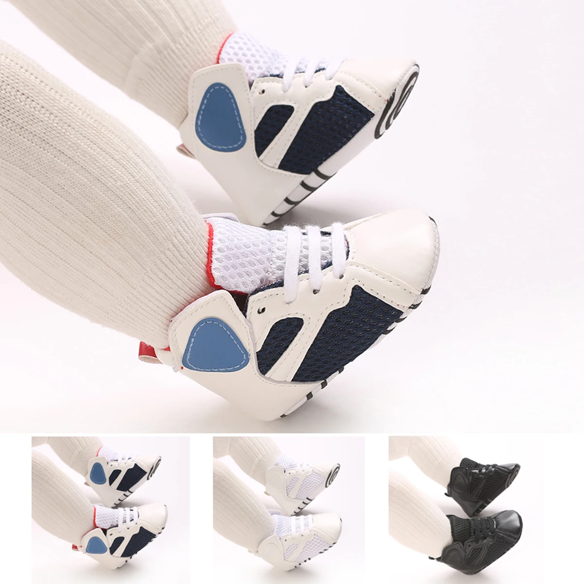 Spring and Autumn Baby Shoes New High Top Casual Shoes For Boys and Girls Baby Walking Shoes Soft Soled Shoes 0-1 Years Old