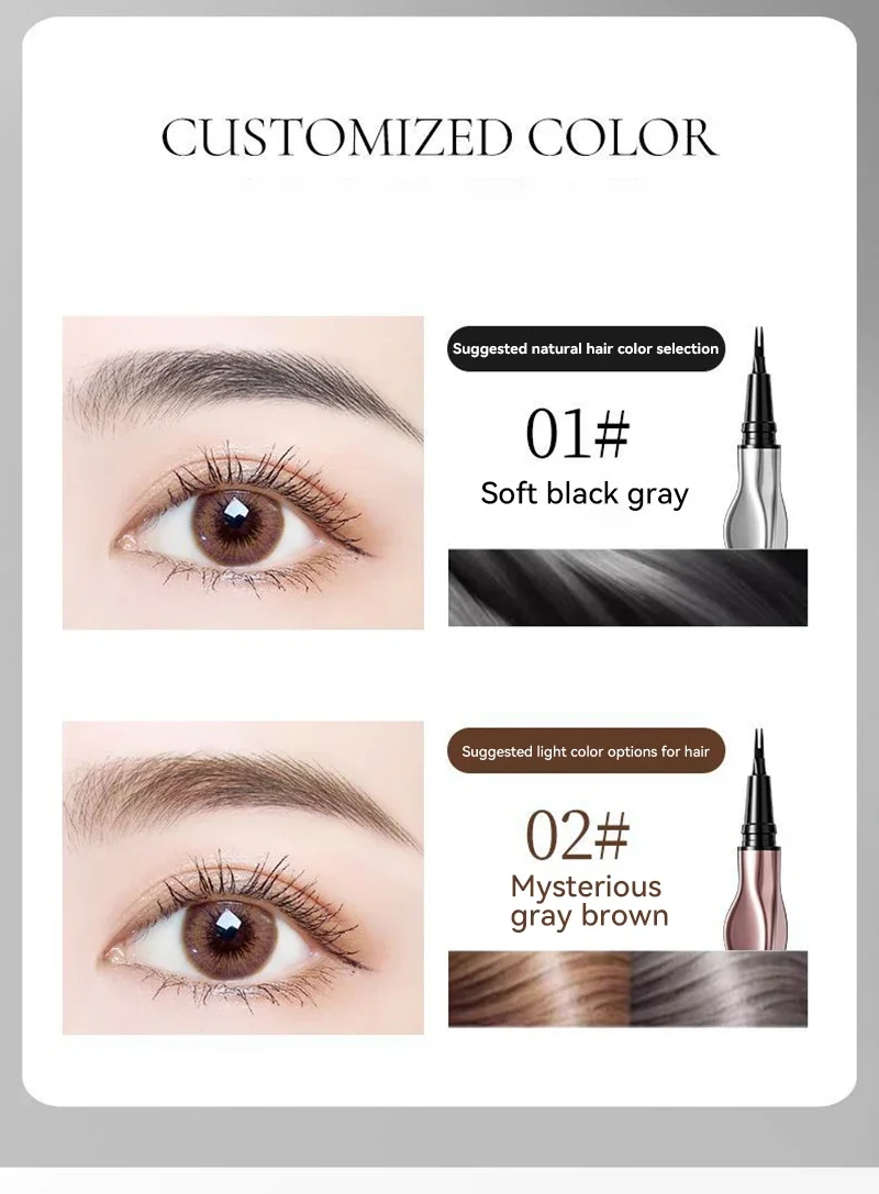 Wild Eyebrow Pencil Long Lasting Easy To Grip Eyebrow Tattoo Waterproof Sweat-proof Thin Liquid Lying Silkworm Fashion Brow Pen