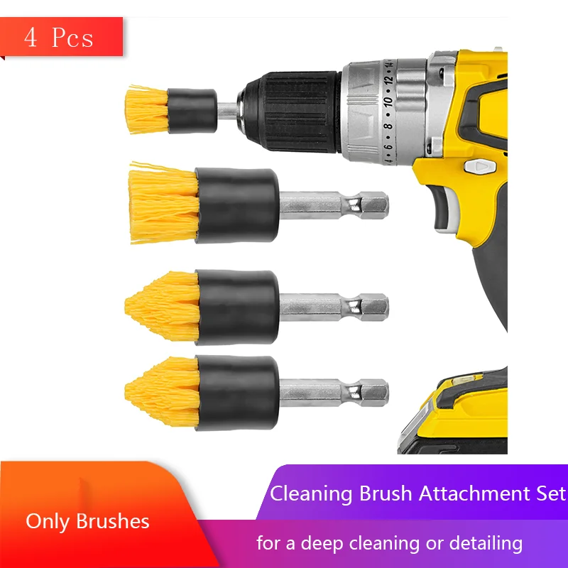 4 Pcs Cleaning Brush Attachment Set Tile & Grout Drill Brush for Removing Grime on Every Surface in Your Home Deep  Detailing