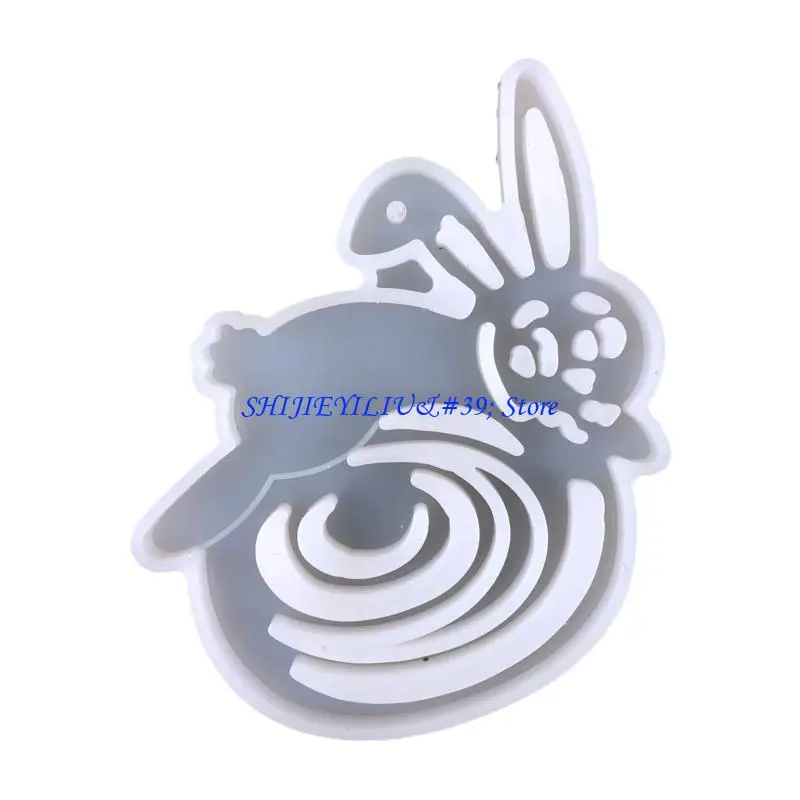 E21F Silicone Mold Rabbit Keychain Decorative Pendant Jewelry Mold for DIY Crafts