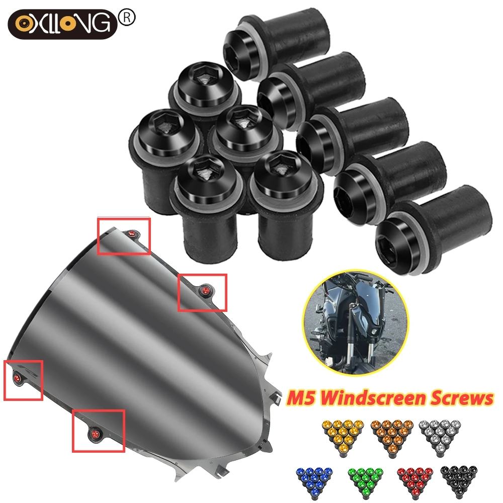 

For Zontes G1 155 250R 350E ZT/U1/GK 125 U ZT350E ZT250R 310X ZT310R V/T/X 310 M5 Windshield Rivet Nuts Screws Wind Screen Bolts