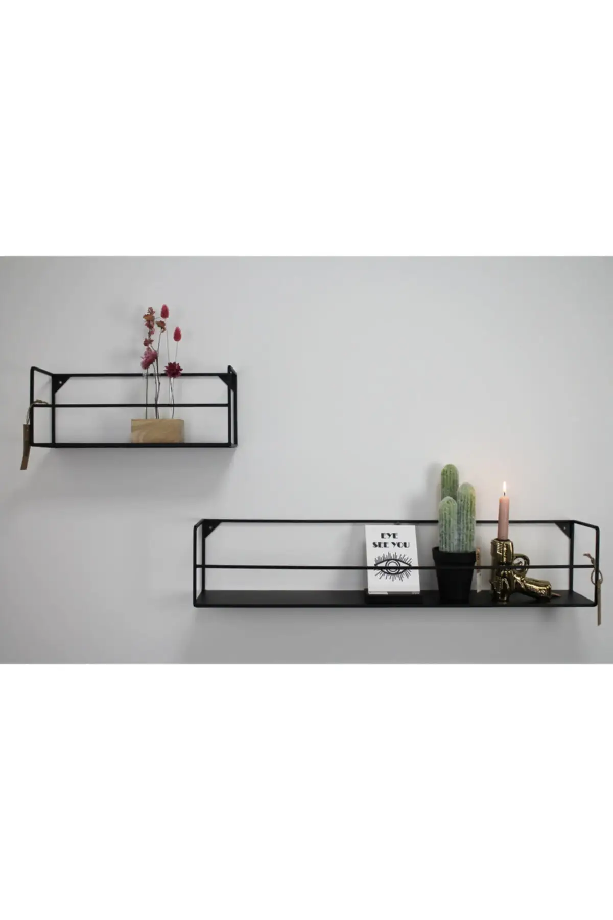 Nordic 2 Pcs Metal Decorative Wall Shelf Model Black Perfect Design Sturdy Elegant Modern Art for Those Who Want to be Different