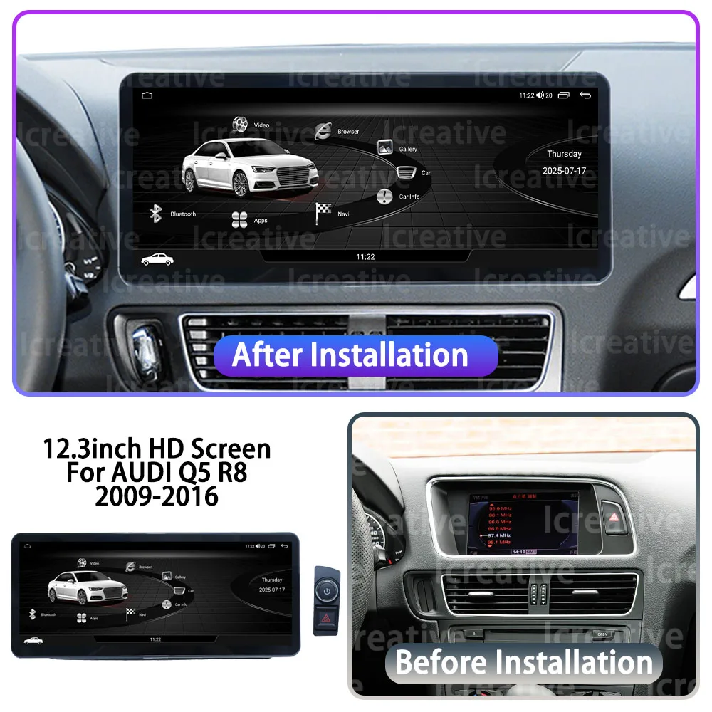 2025 New Car Multimedia Player 7862S 8 Core Stereo For Audi Q5 2009 2010 2011 2012-2016 Android Auto Carplay 4G Wifi Navi GPS HU