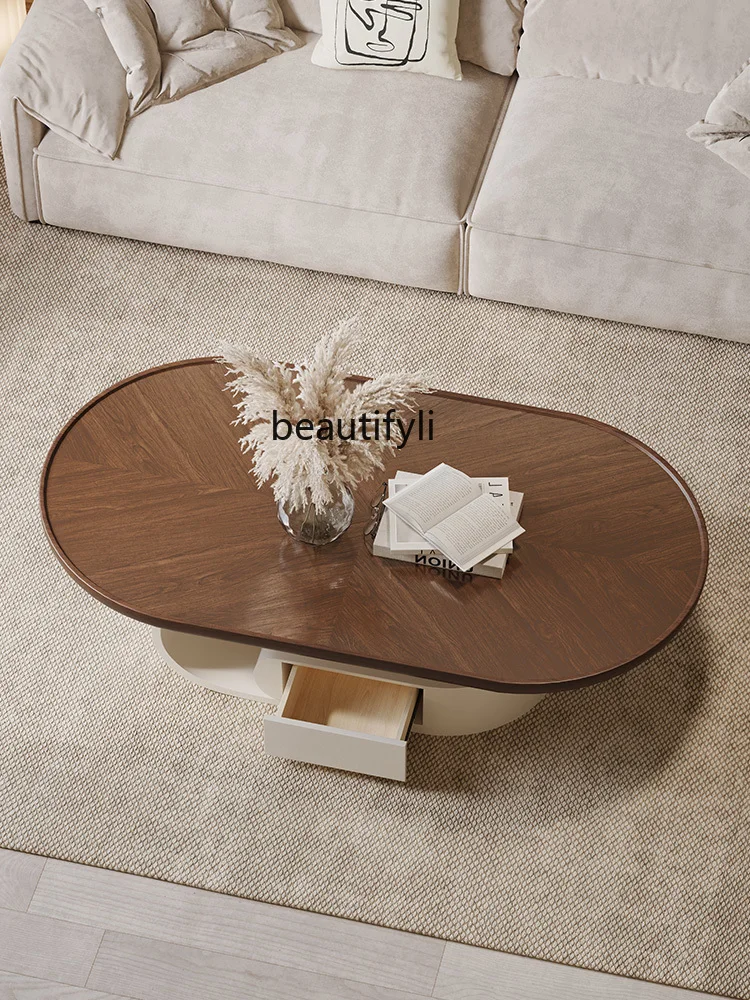 Table à Thé de Style Antique, Modèle Minimaliste, Bordure Ronde, Rétro, Moderne, Salon, Brochure Domestique