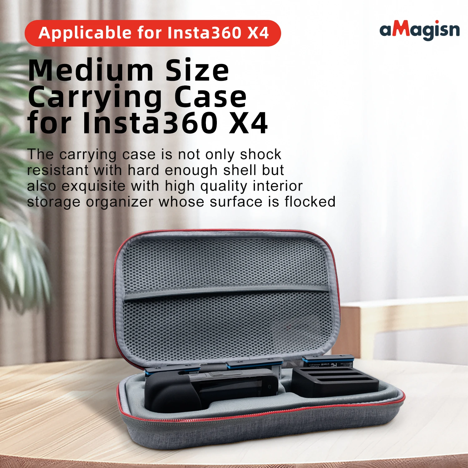 

aMagisn Medium Carrying Case Protective Box for Insta360 X4 Portable Waterproof Storage Bag Accessories for X4 Action Camera