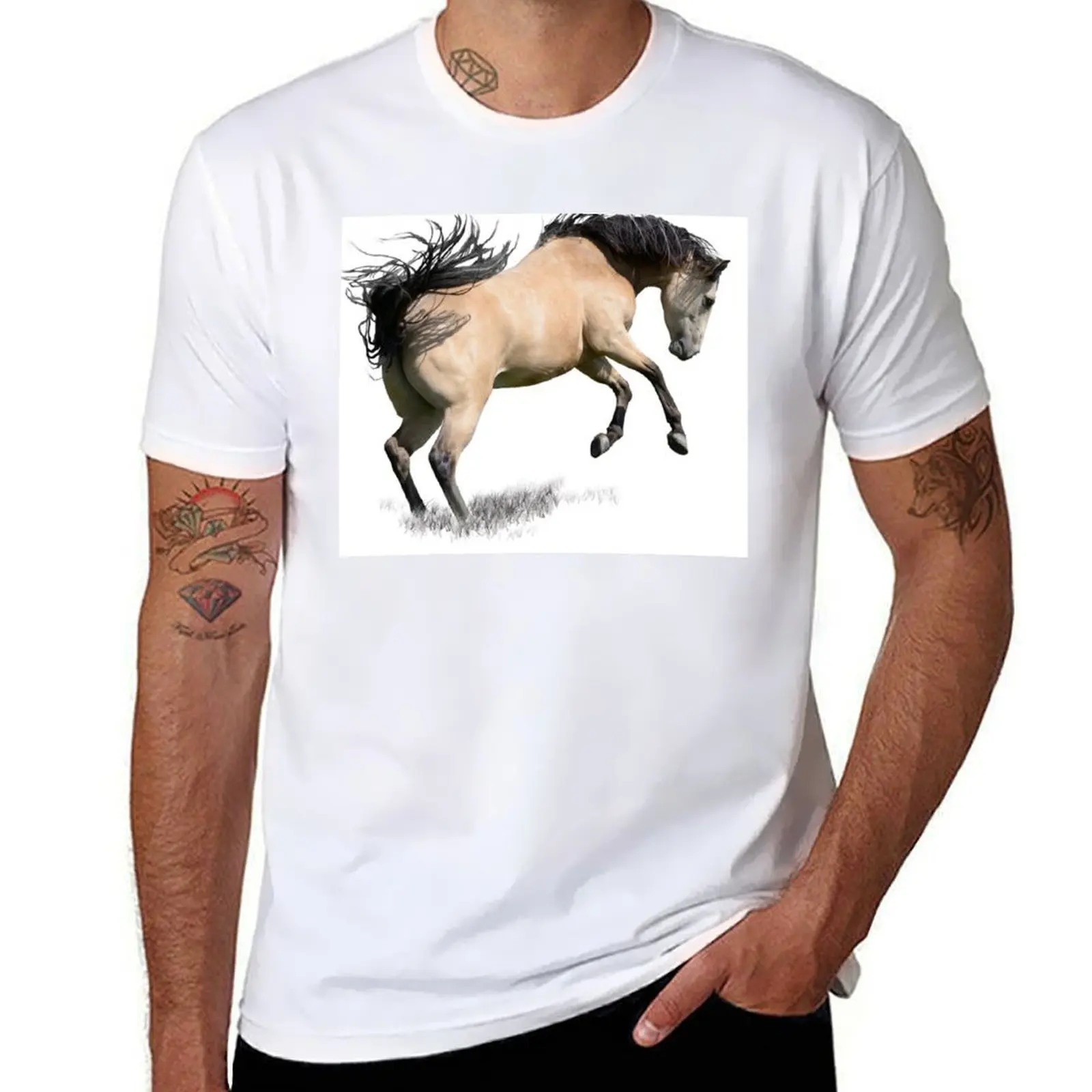 

Buckskin Horse Bucking T-Shirt man t shirt heavy cotton t shirt man plain t shirt man designer T-Shirt