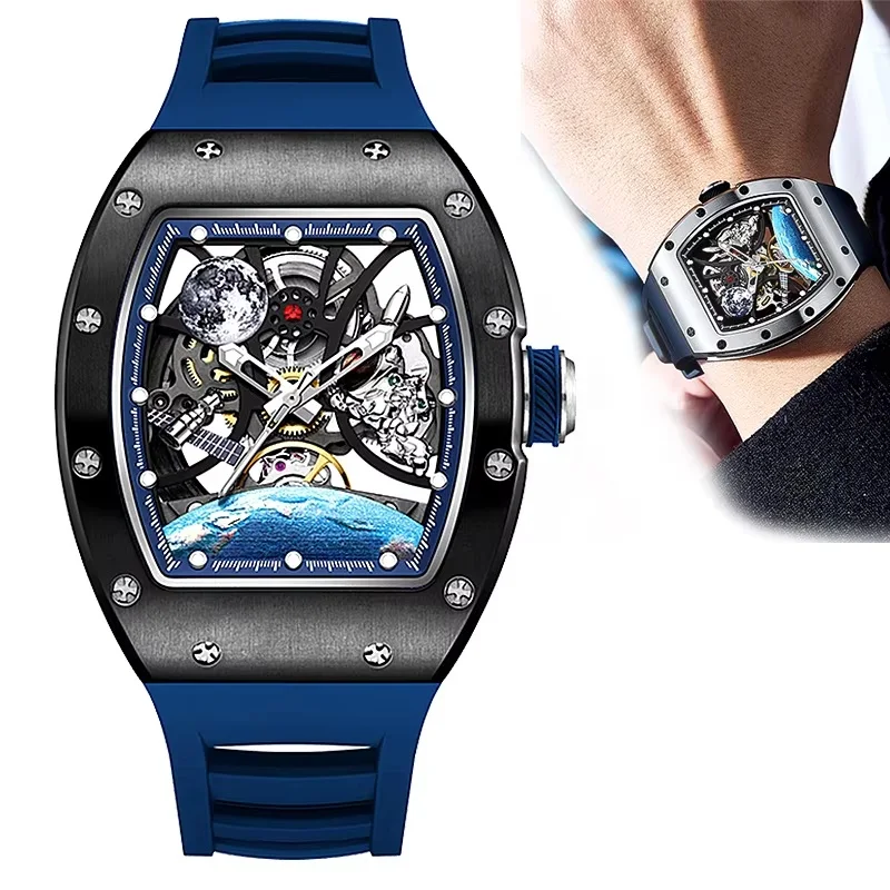 Reloj mecánico automático con correa de silicona, accesorios de pulsera de alta gama, resistente al agua, de acero inoxidable, novedad de 2026